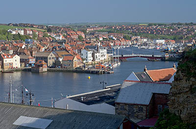 ENG: Yorkshire & Humberside Region, North Yorkshire, North Yorkshire Coast, Whitby, West Cliff, View from cliff-top park, towards the harbor [Ask for #270.174.]