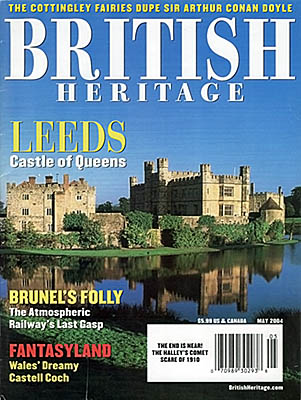 Cover of the magazine, "British Heritage" (May 2004), featuring cover photo and story by Jim Hargan, "Leeds: Castle of Queens"