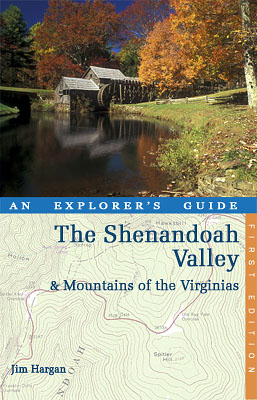 VA: Southern Mountains Region, Floyd County, The Blue Ridge Parkway, Meadows of Dan Area, Mabry Mill, MP 176, "The Shenandoah Valley and the Mountains of the Virginias: An Explorer's Guide", cover by Jim Hargan; Mabry Mill, on the Blue Ridge Parkway [Ask for #990.023.]