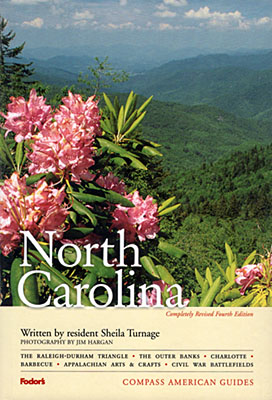 North Carolina, Front cover of Compass American Guide "North Carolina", 4th edition, written by Sheila Turnage and photographed by Jim Hargan; cover photo by Jim Hargan. [Ask for #990.050.]