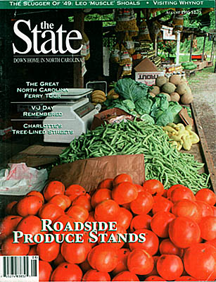 North Carolina: The Great Smoky Mtns Region, Swain County, Tuckaseegee Valley, Bryson City, Our State cover for August 1995; vegetable stand outside Bryson City [Ask for #990.136.]